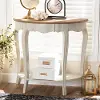 148-8187-RCW Country Cottage Farmhouse White and Natural Brown Sofa Table -
