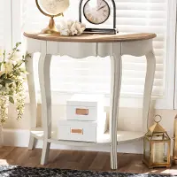 148-8187-RCW Country Cottage Farmhouse White and Natural Brown Sofa Table -