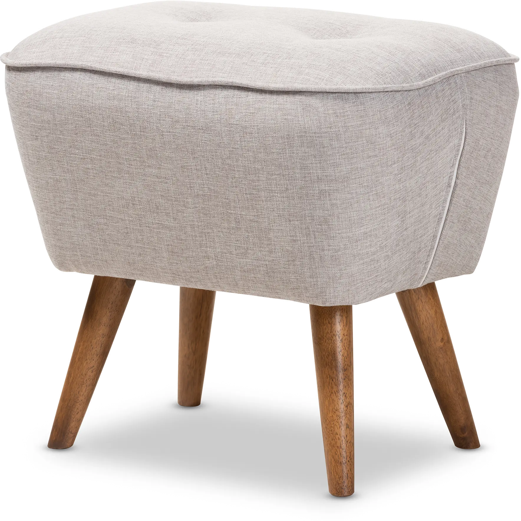 148-8228-RCW Mid Century Modern Gray Beige Upholstered Ottoman - Jeanie-4