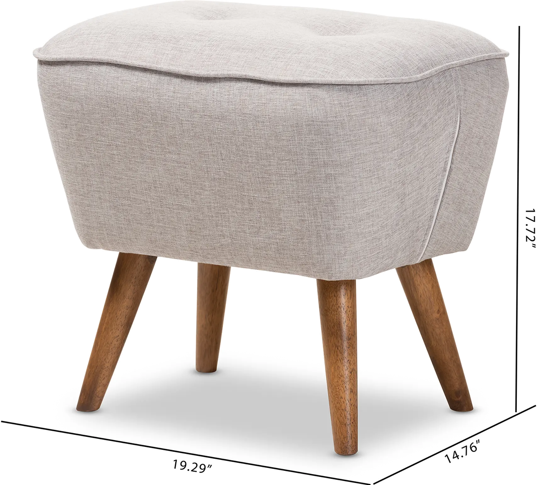 148-8228-RCW Mid Century Modern Gray Beige Upholstered Ottoman - Jeanie-7