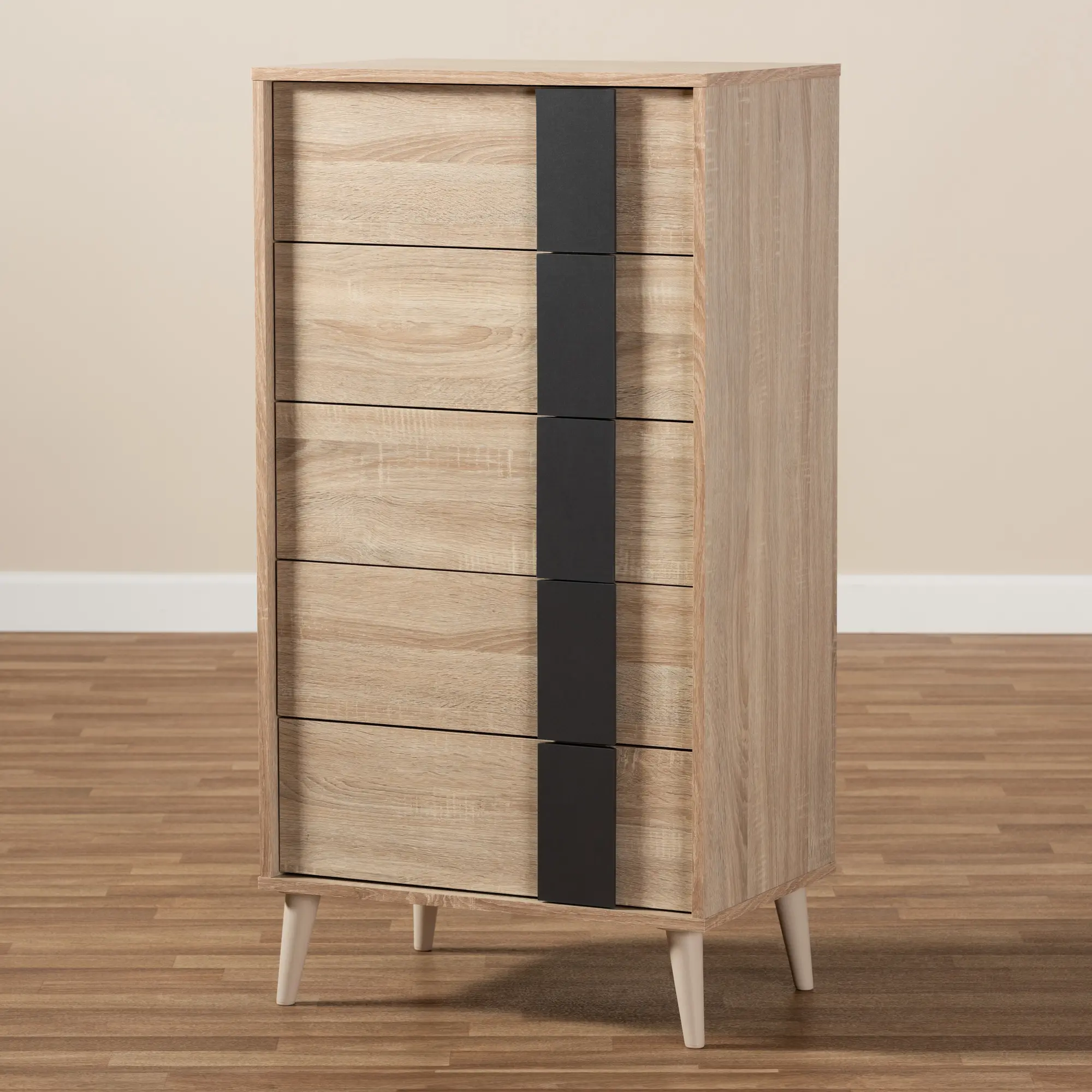 148-8254-RCW Modern Oak and Gray 5 Drawer Chest of Drawers - Silas-3