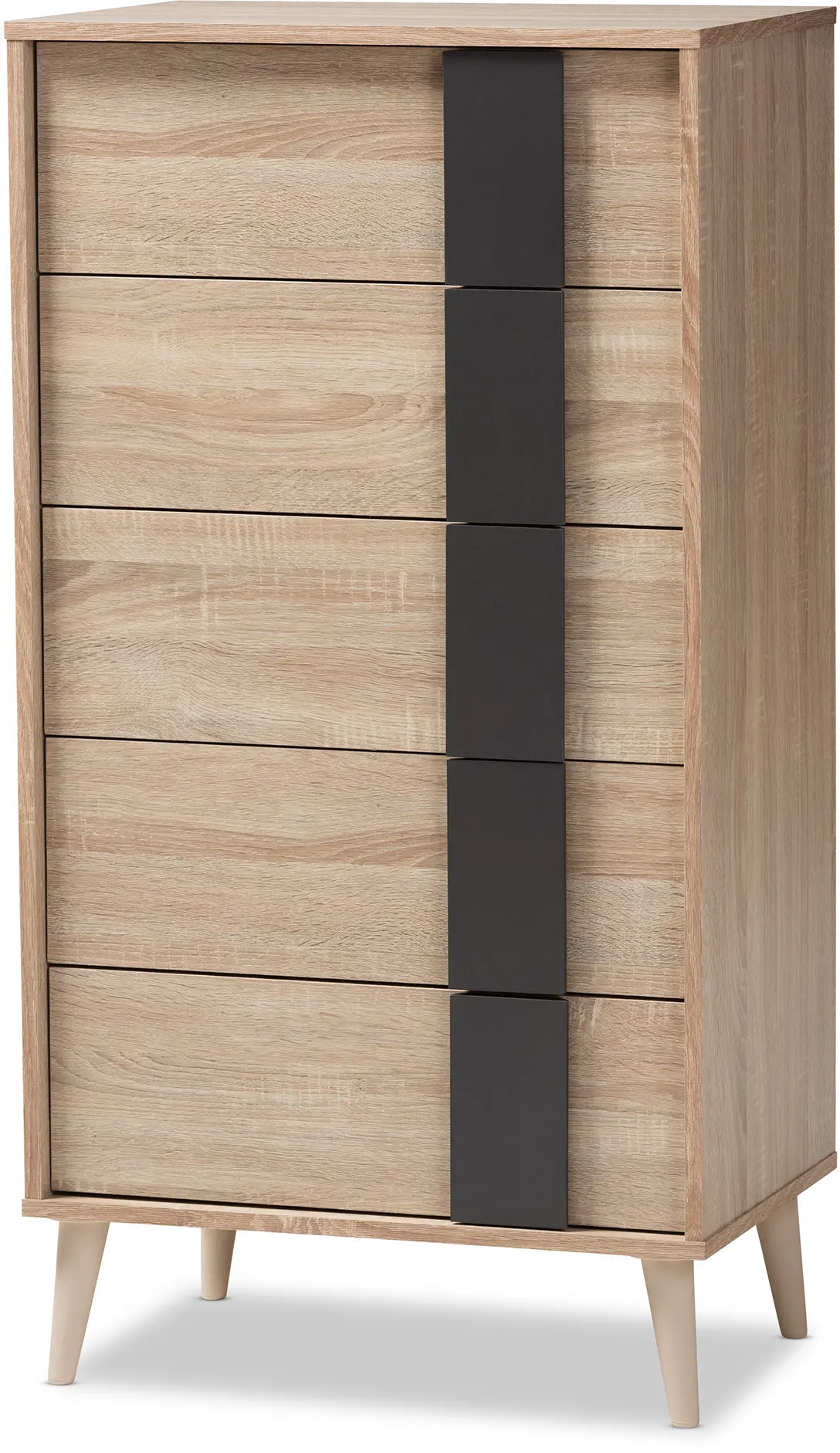 148-8254-RCW Modern Oak and Gray 5 Drawer Chest of Drawers - Silas-1