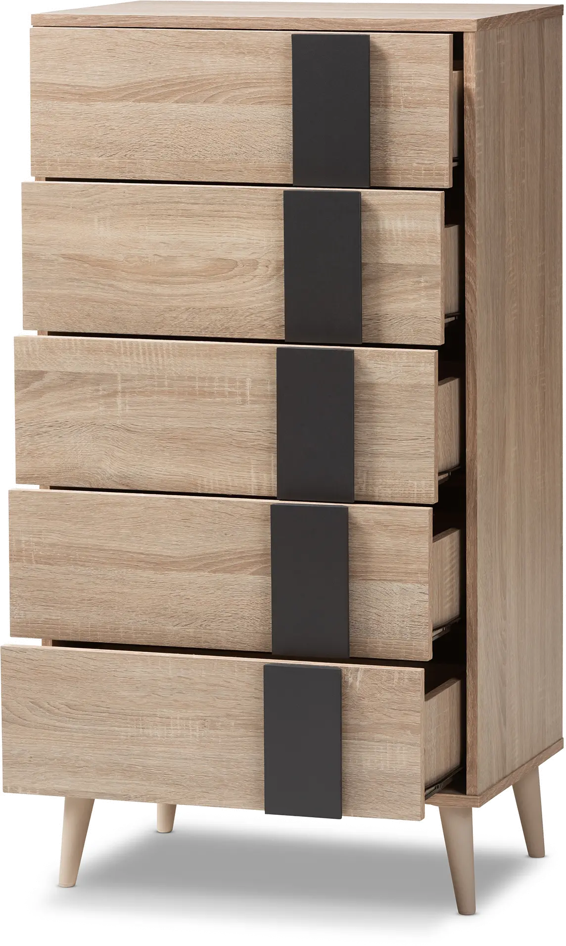 148-8254-RCW Modern Oak and Gray 5 Drawer Chest of Drawers - Silas-4