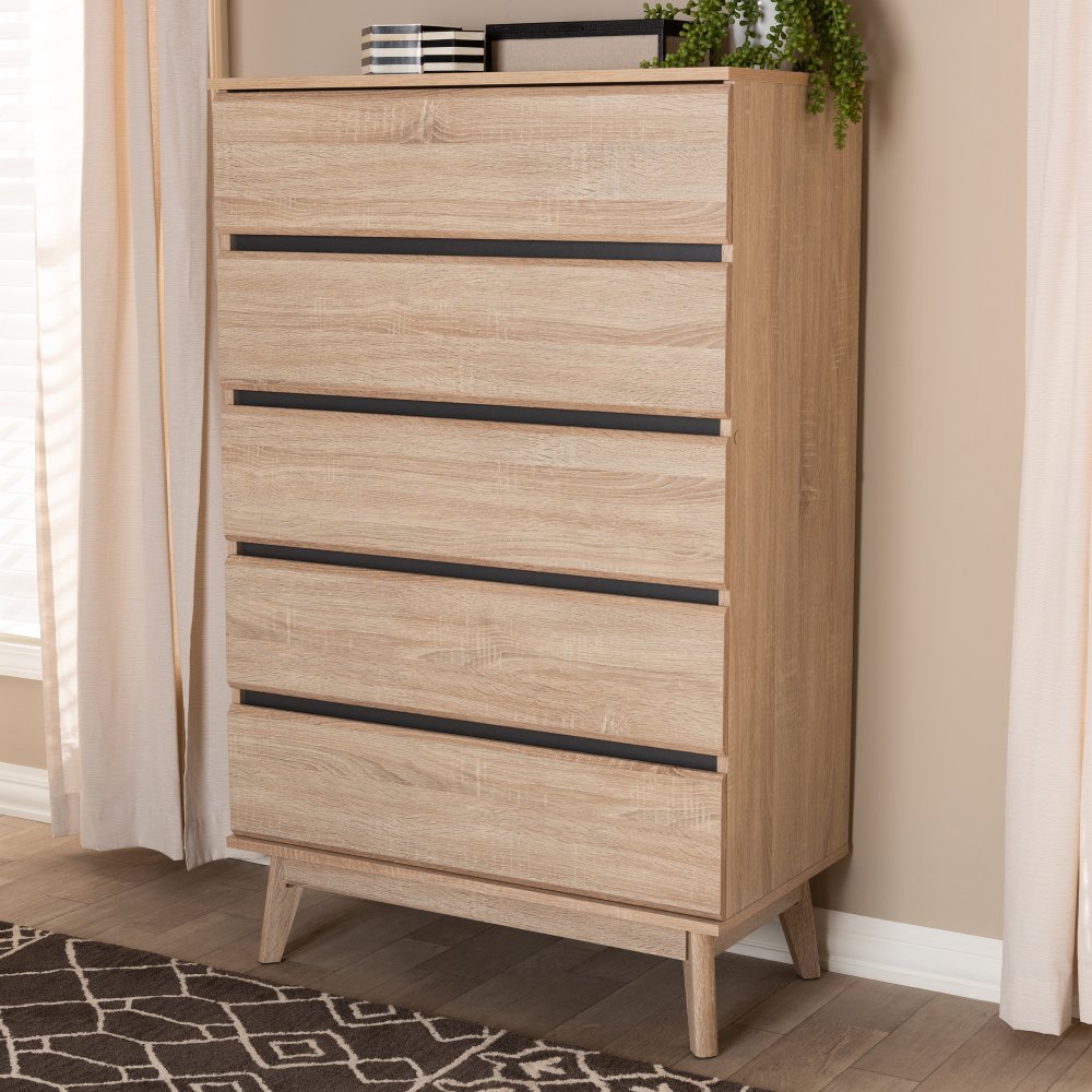 Mid-Century Light Oak Chest of Drawers - Josephina