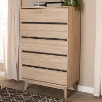 148-8255-RCW Mid-Century Light Oak Chest of Drawers - Josephina