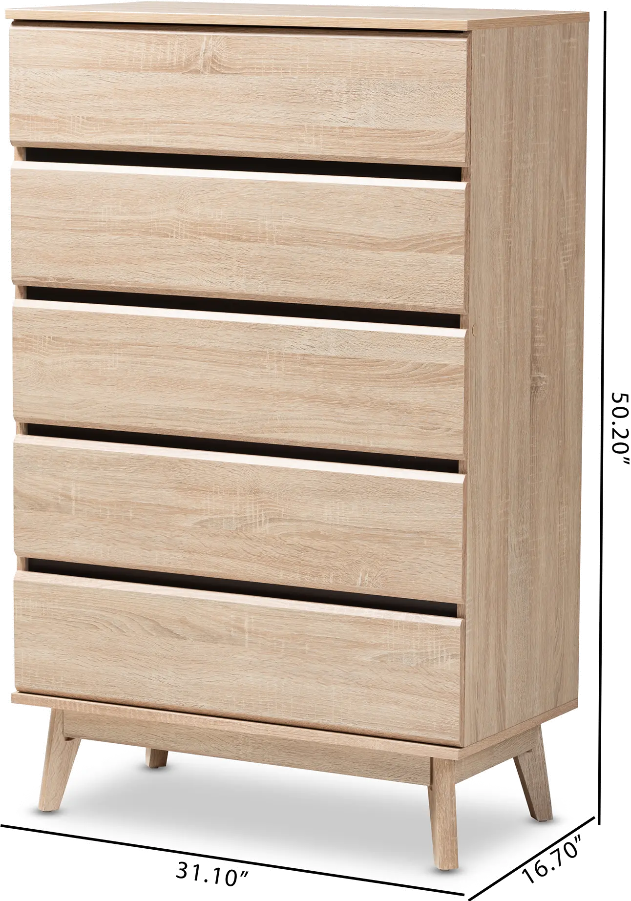 148-8255-RCW Mid-Century Light Oak Chest of Drawers - Josephina-9