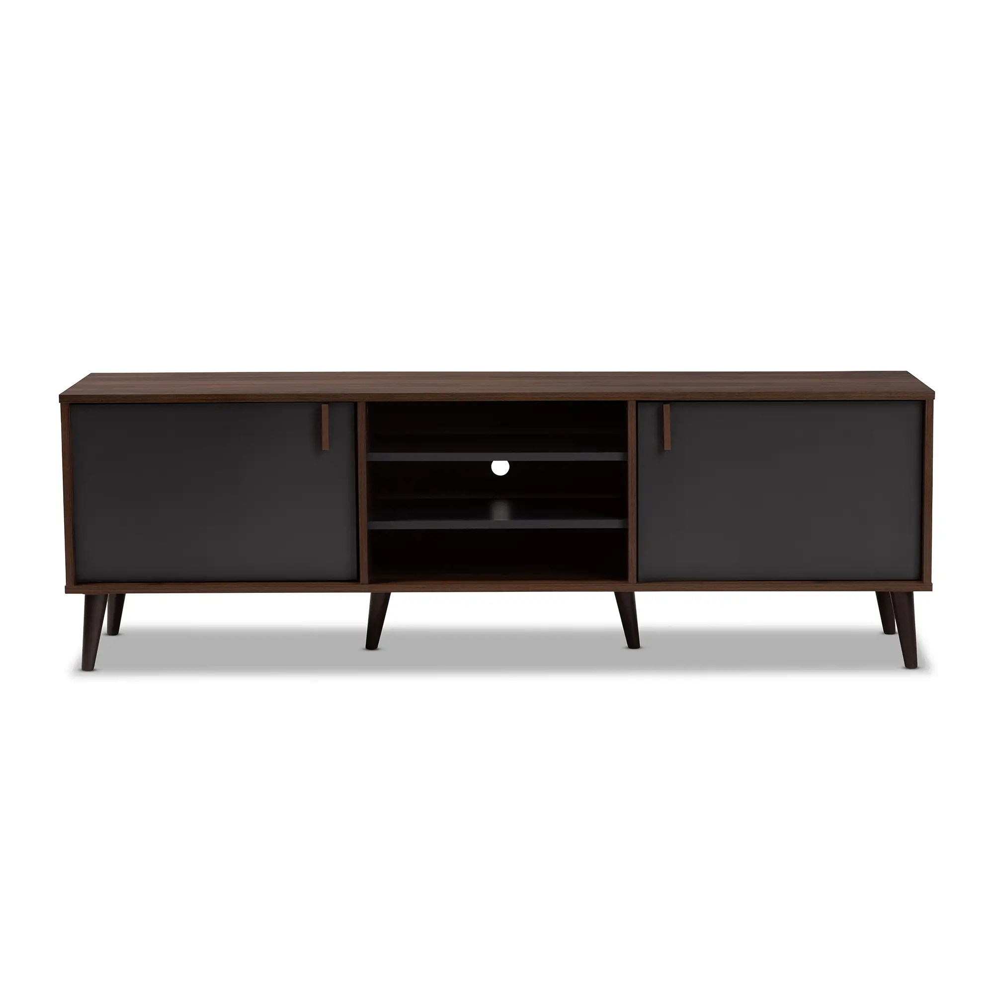148-8669-RCW Modern Brown and Dark Grey Finished Mid-Century TV Stand - Abilene-1
