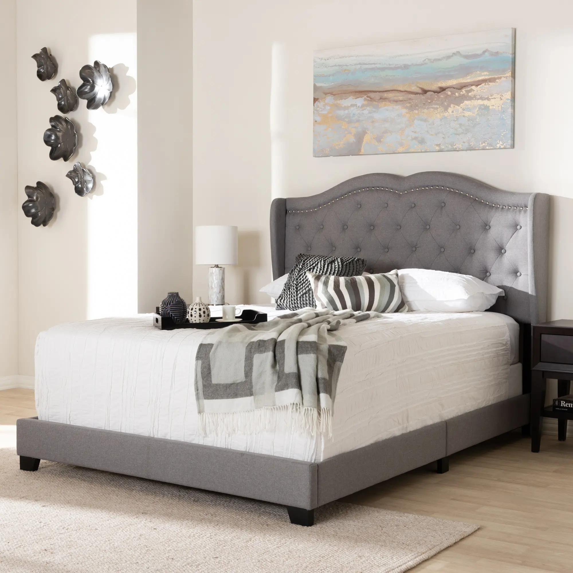 149-8972-RCW Contemporary Light Gray Upholstered King Bed - Lainey-2