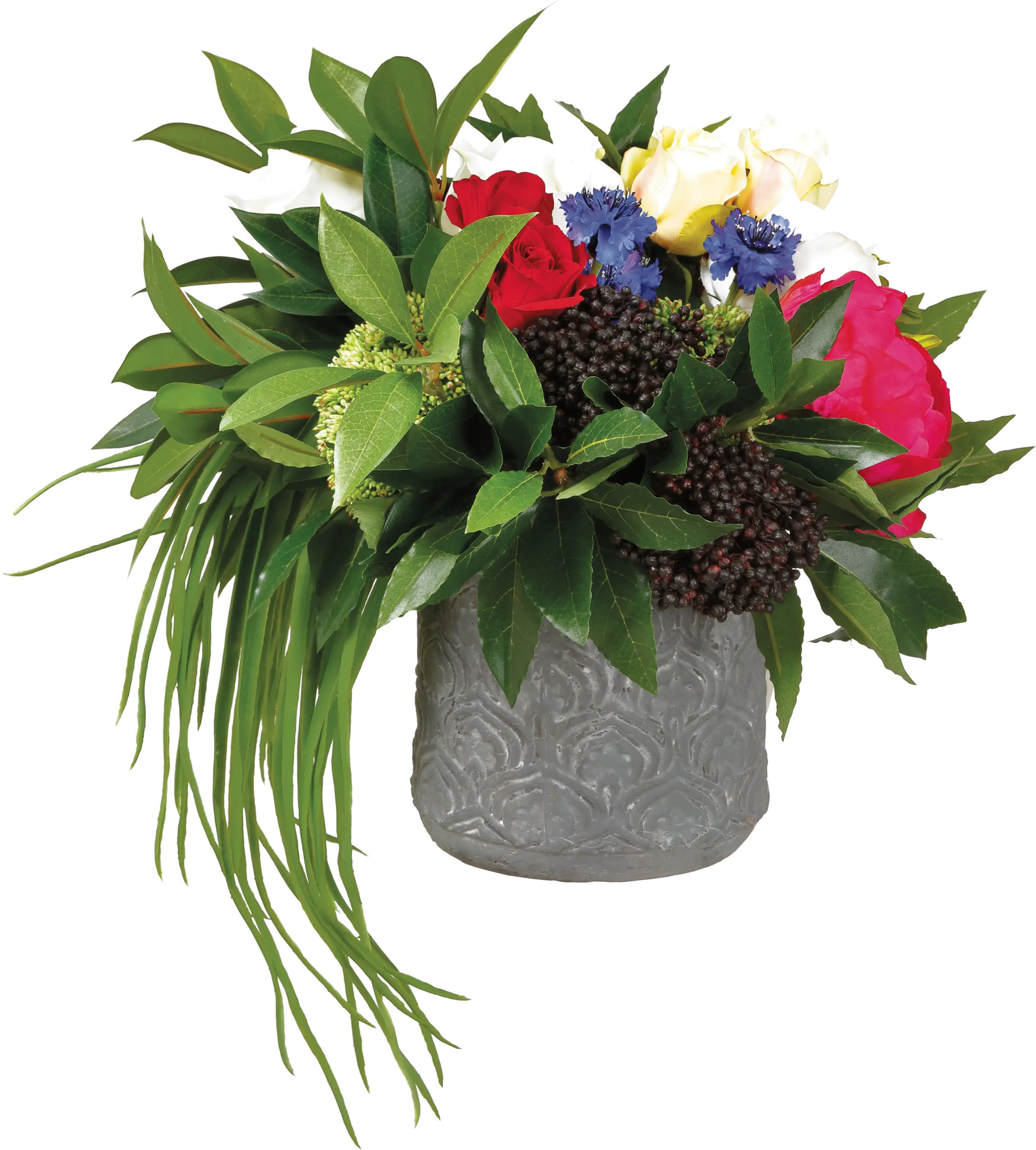 Multi Color Rose and Shikib Faux Arrangement in Pot-1