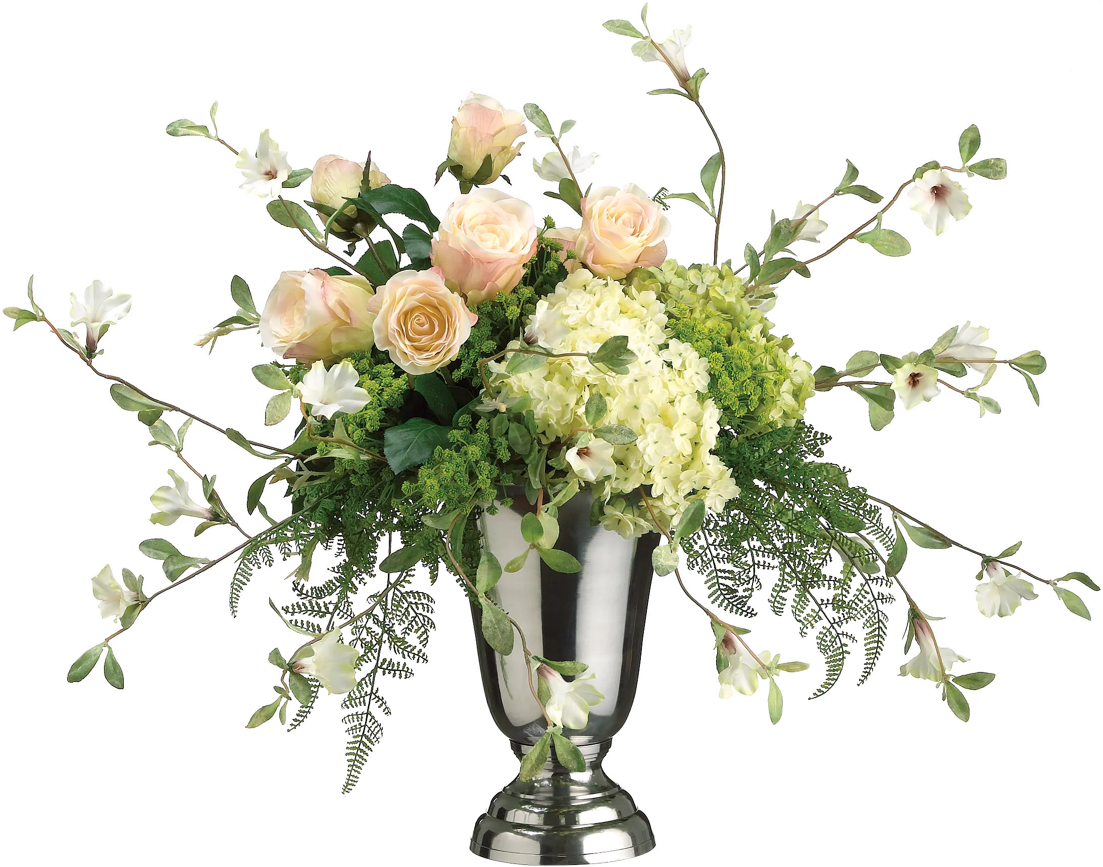 Pink and Green Hydrangea, Rose and Petunia Arrangement in Vase-1