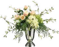 Pink and Green Hydrangea, Rose and Petunia Arrangement in Vase