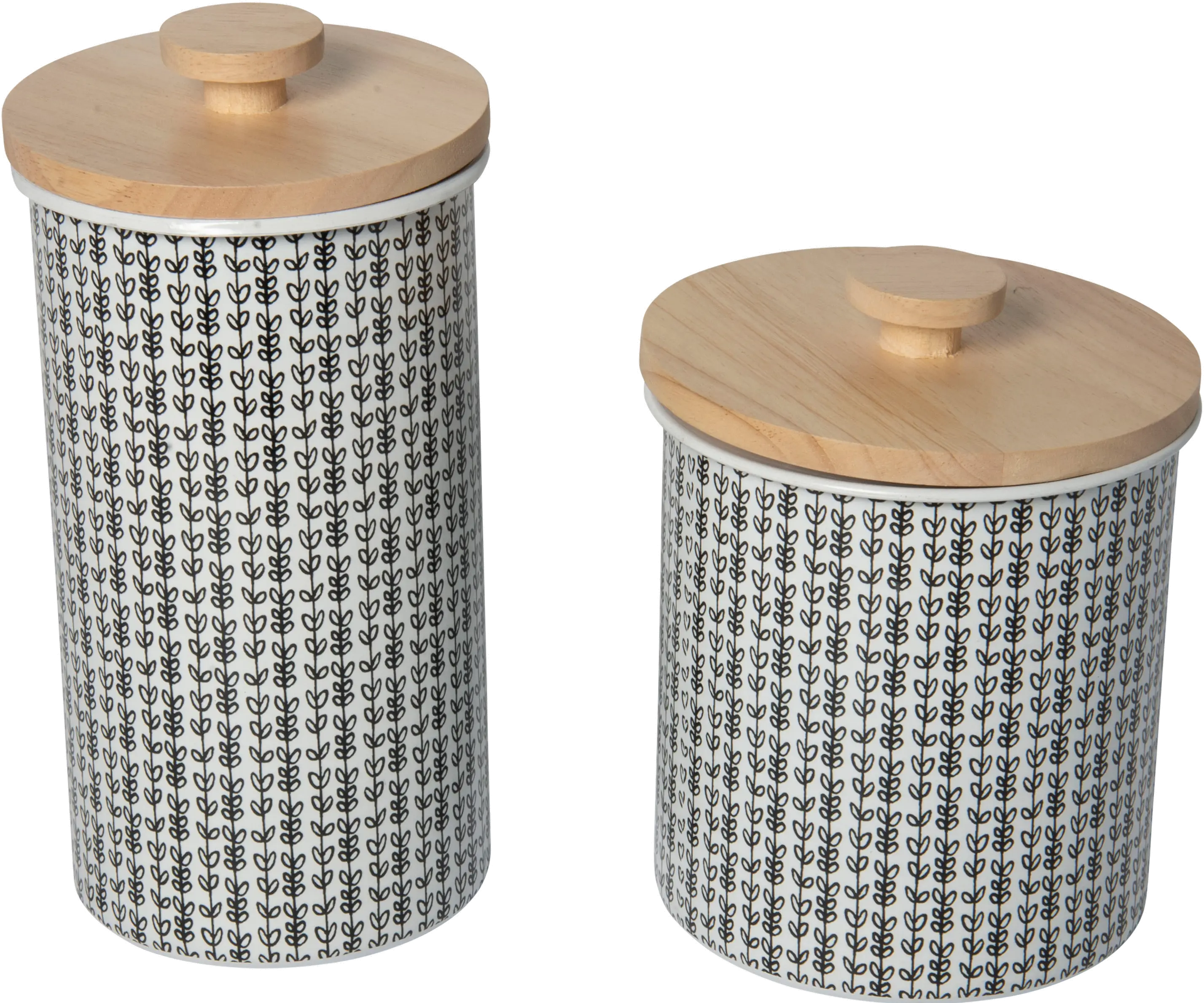 Medium Metal Canister With Wood Top-1
