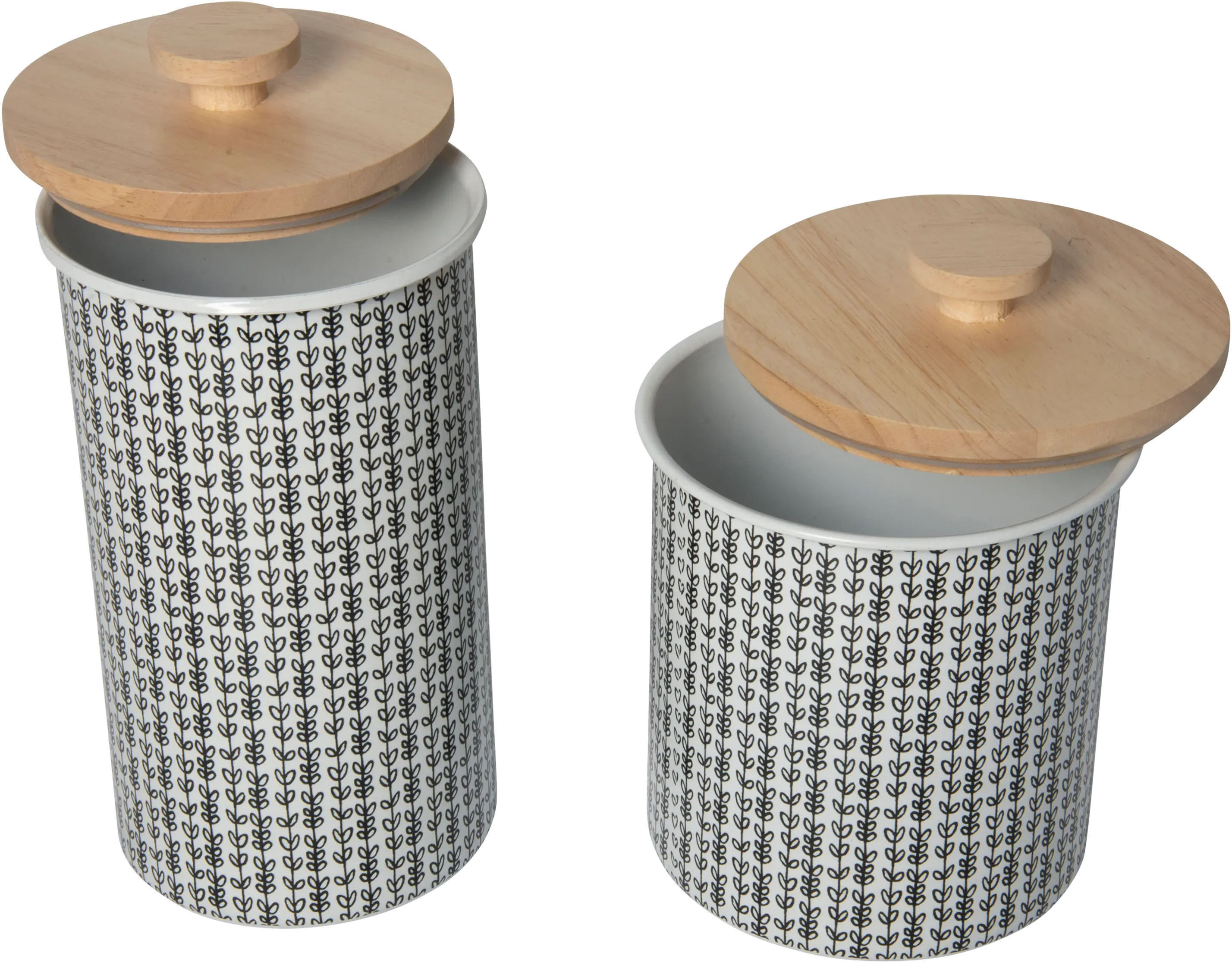 Medium Metal Canister With Wood Top-3