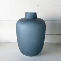 Frosted Blue 14 Inch Vase