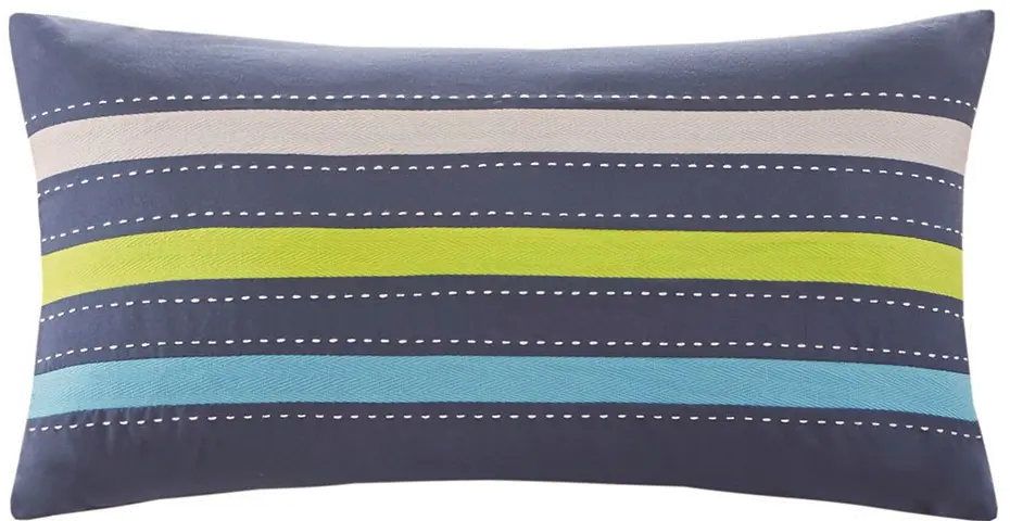 Navy, Gray and Green Twin Bradley 3 Piece Bedding Collection-1
