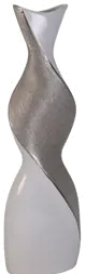 20 Inch White and Silver Twist Ceramic Vase-1