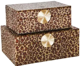 10 Inch Brown and Gold Velveteen Leopard Print Box-1