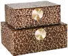 10 Inch Brown and Gold Velveteen Leopard Print Box