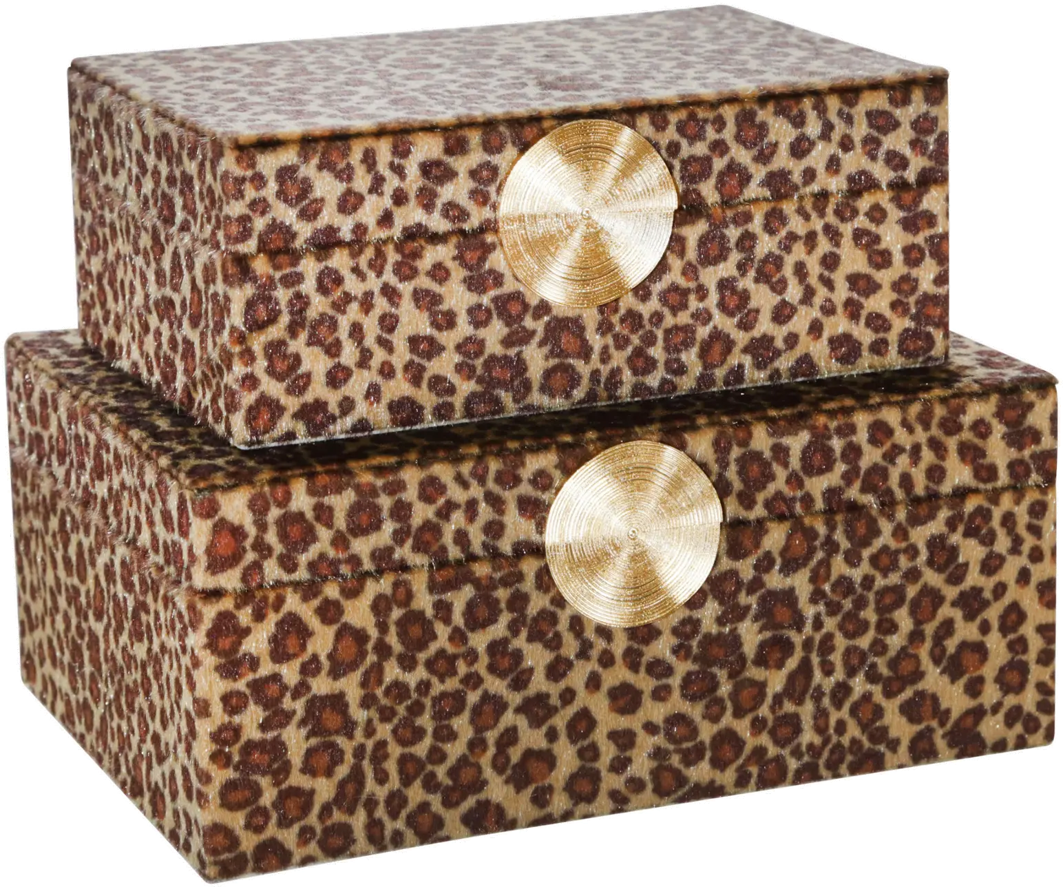 10 Inch Brown and Gold Velveteen Leopard Print Box-2