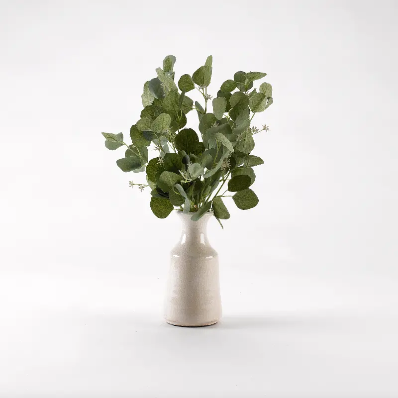 Faux Seeded Green Eucalyptus Spray Arrangement in Bottle