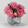 Faux Pink Peony Arrangement in Marbled Glass Bowl