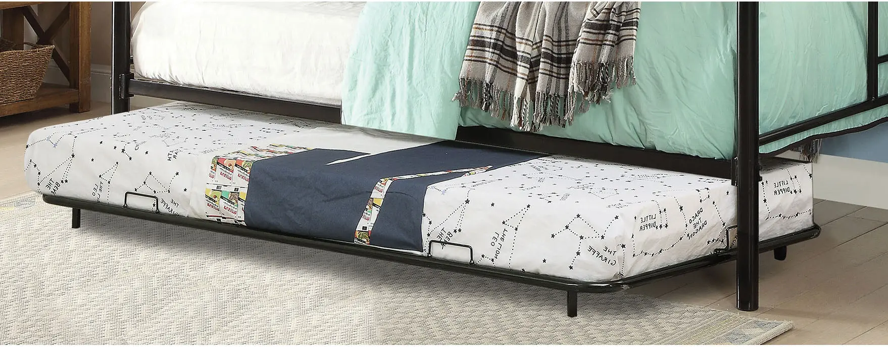 Opal Black Metal Twin Trundle-1
