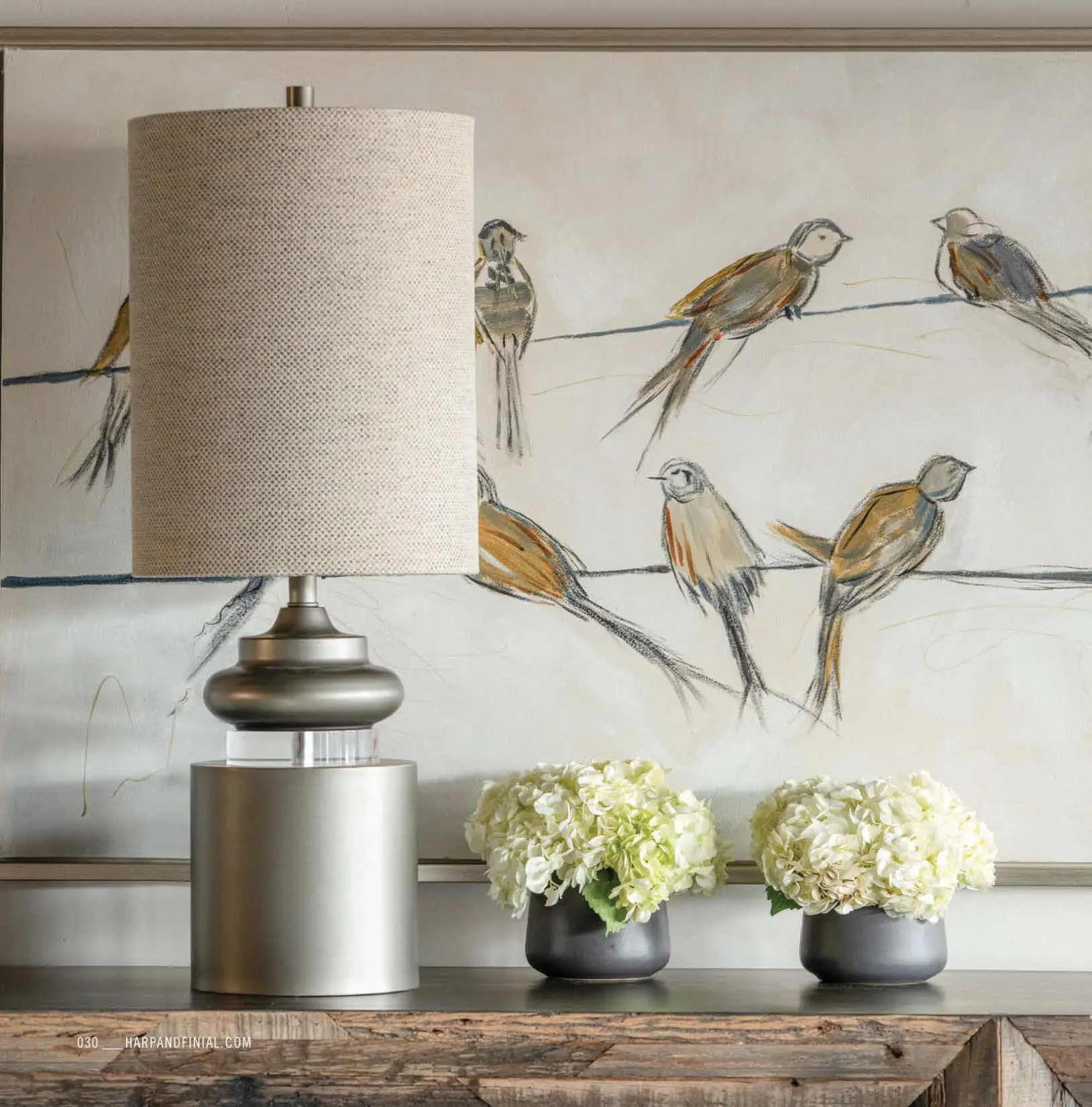 Multi Color Birds on Wire Hand Painted Framed Canvas-2