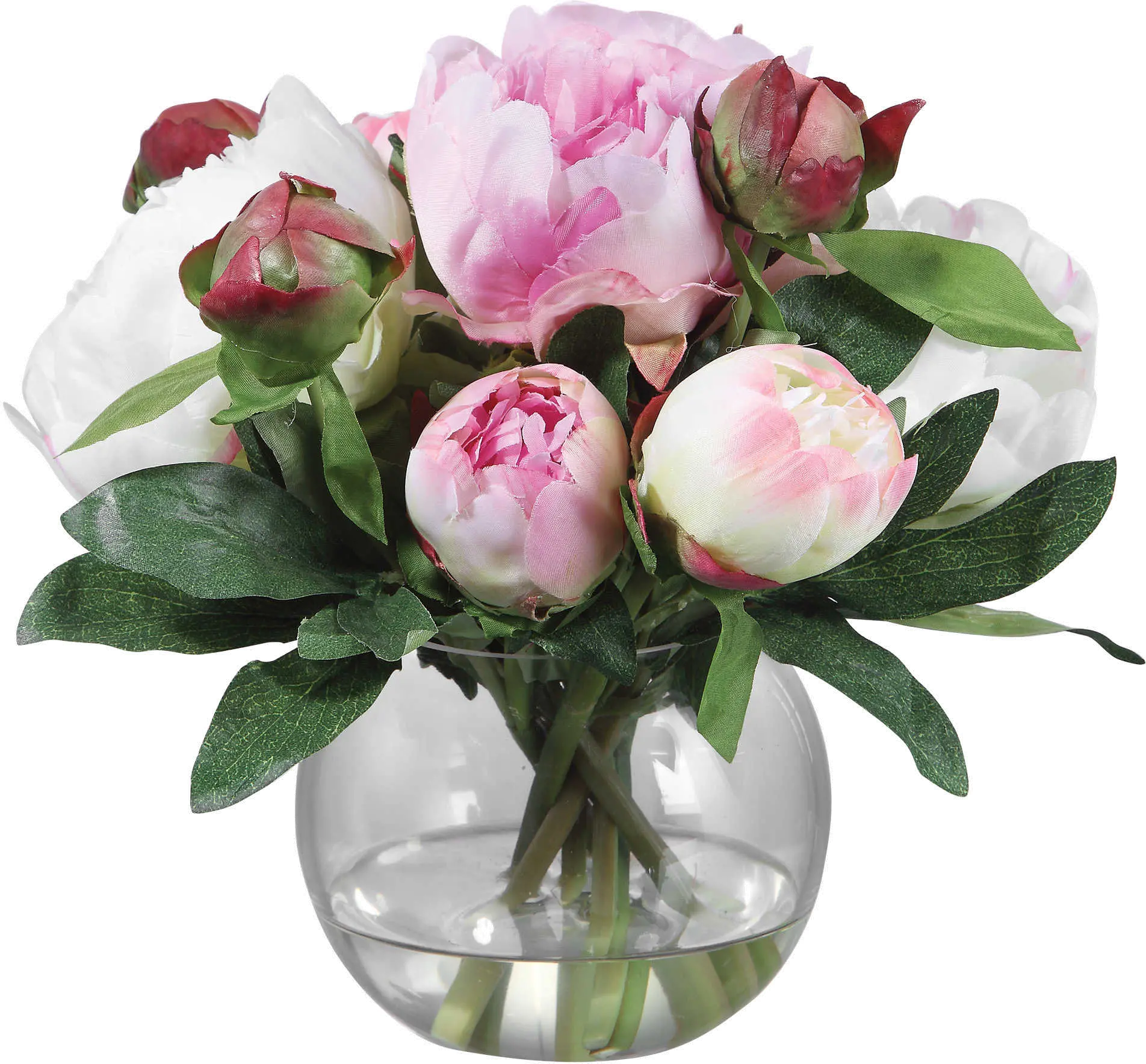 Faux Pink Peony Bouquet Arrangement with Vase-1