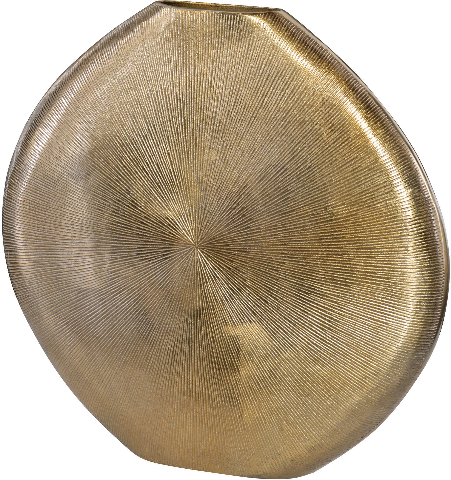 Ribbed Gold Cast Aluminum Vase-1