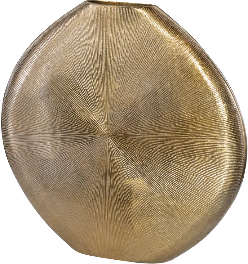 Ribbed Gold Cast Aluminum Vase
