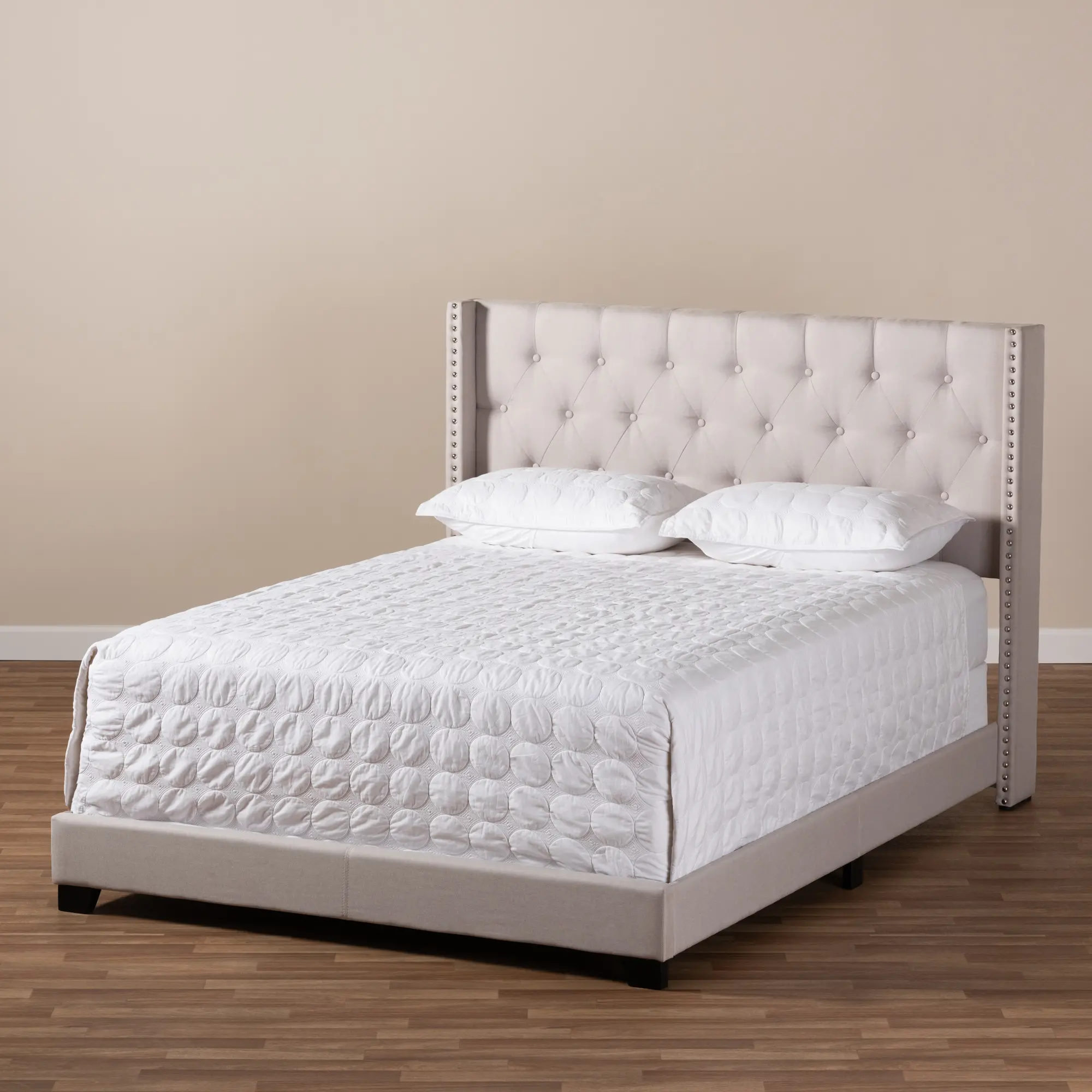 149-8946-RCW Contemporary Beige Upholstered King Bed - Westley-1