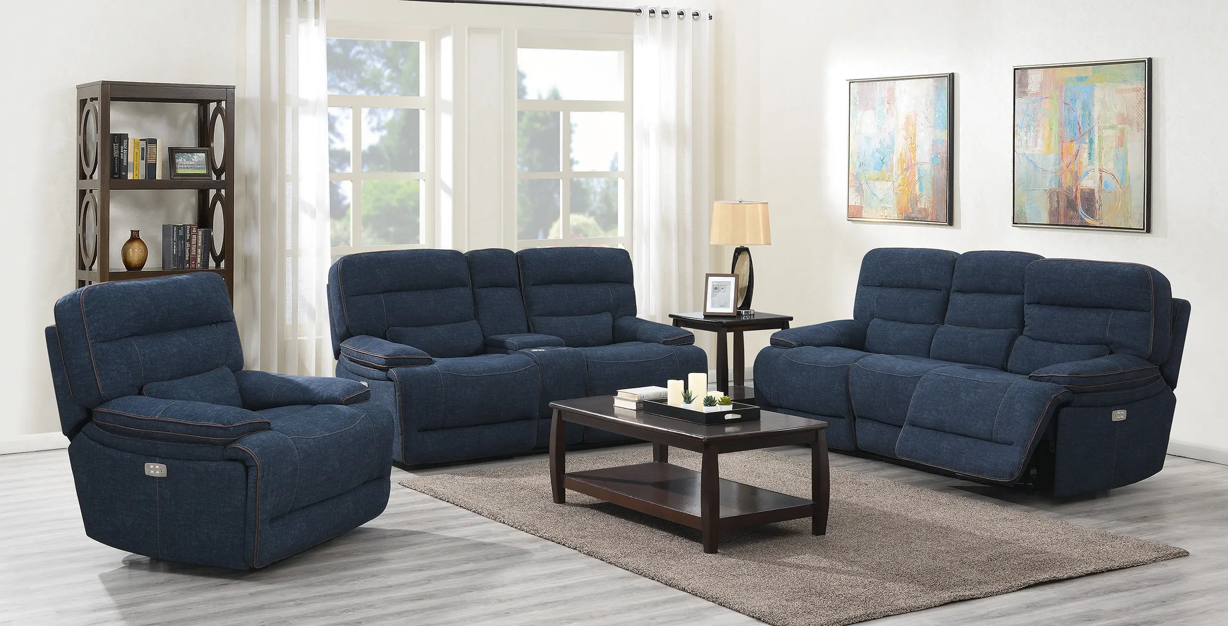 Rock Quarry Blue Power Reclining Sofa-4