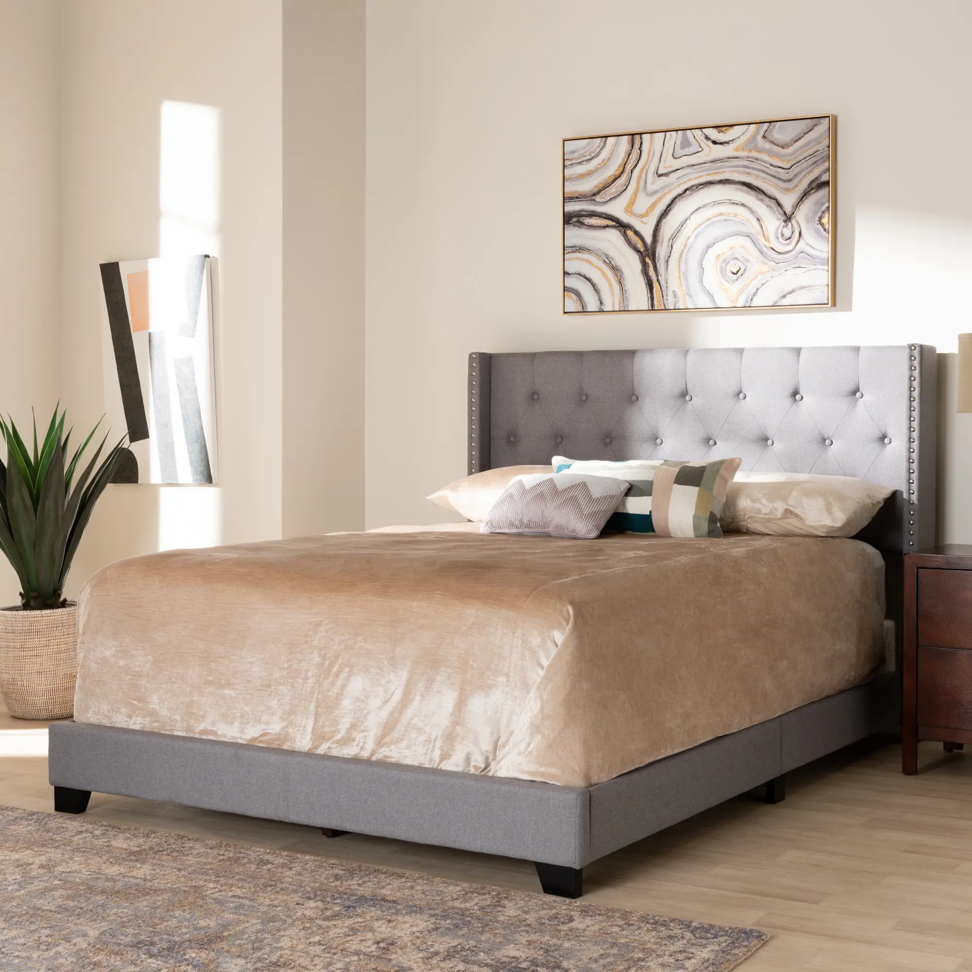 149-8938-RCW Contemporary Light Gray Upholstered Full Bed - Westley-2