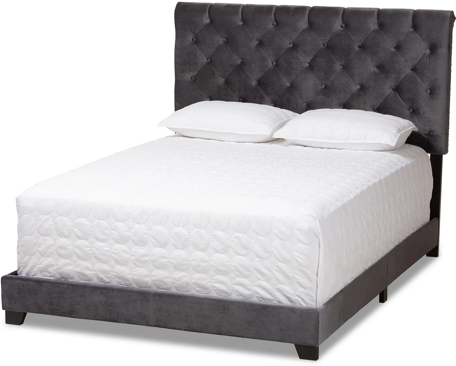149-8950-RCW Glam Dark Gray Velvet Upholstered Full Bed - Katelin-1