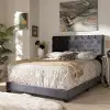 149-8951-RCW Glam Dark Gray Velvet Upholstered Queen Bed - Katelin