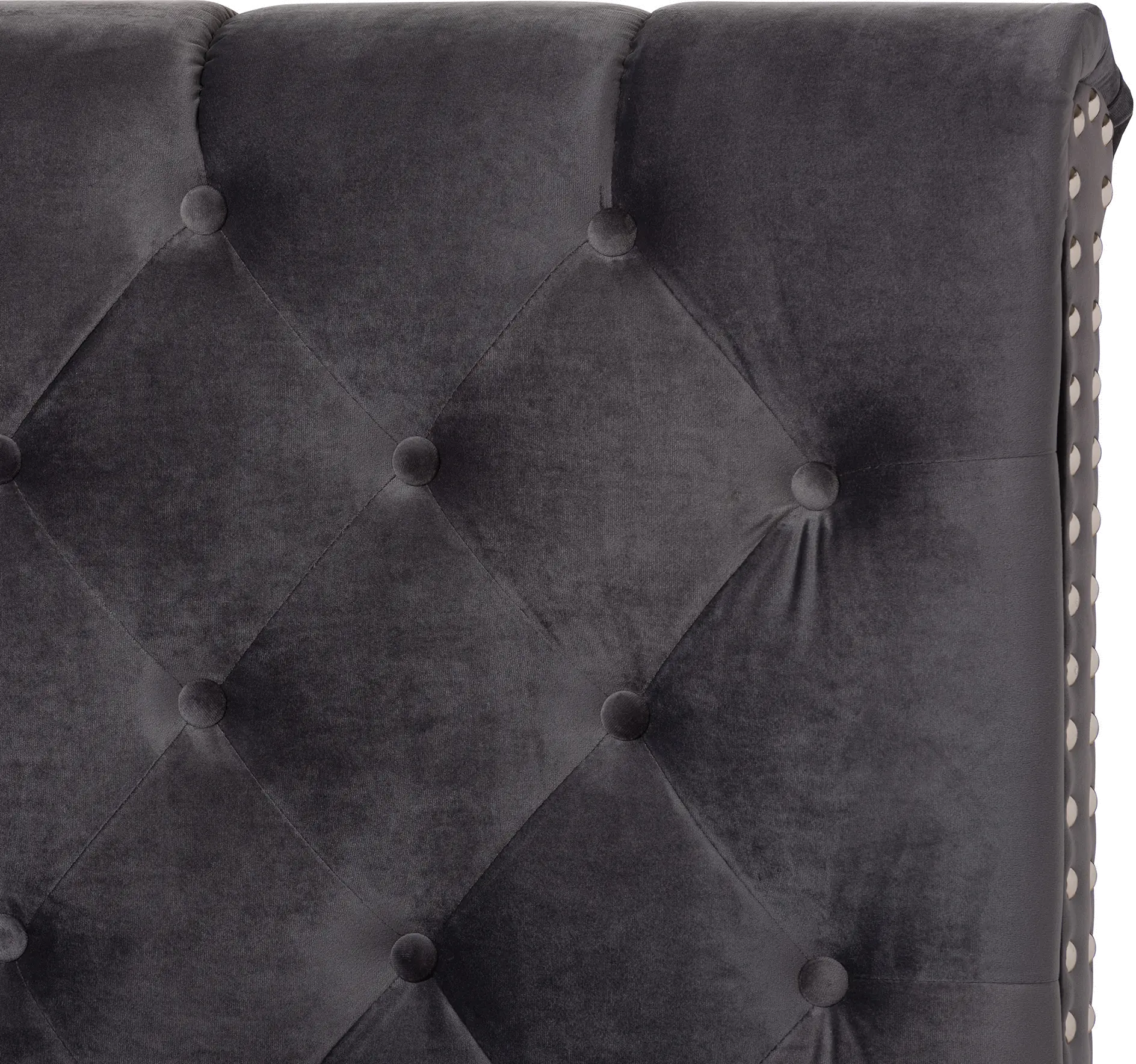 149-8951-RCW Glam Dark Gray Velvet Upholstered Queen Bed - Katelin-4