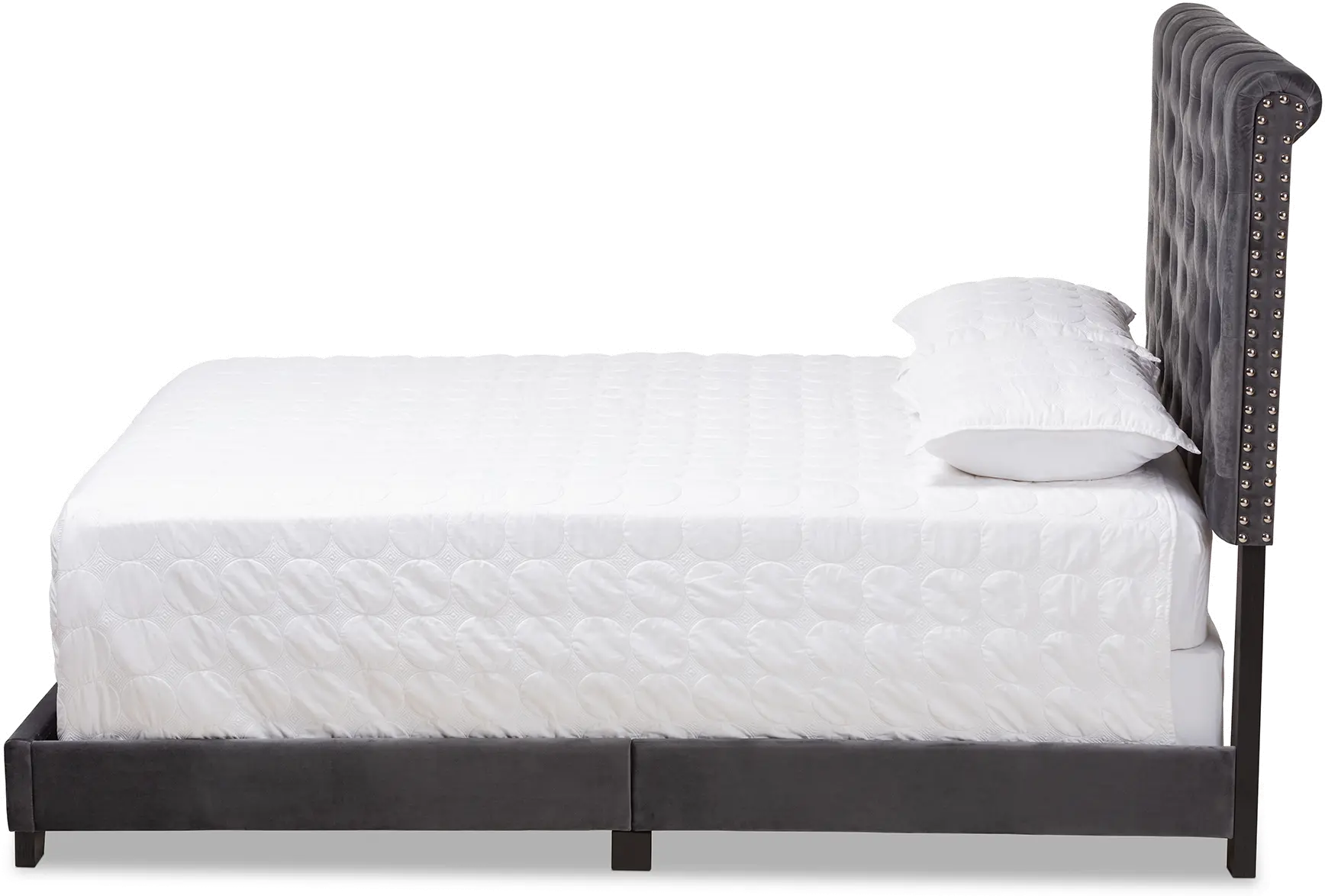 149-8952-RCW Glam Dark Gray Velvet Upholstered King Bed - Katelin-1