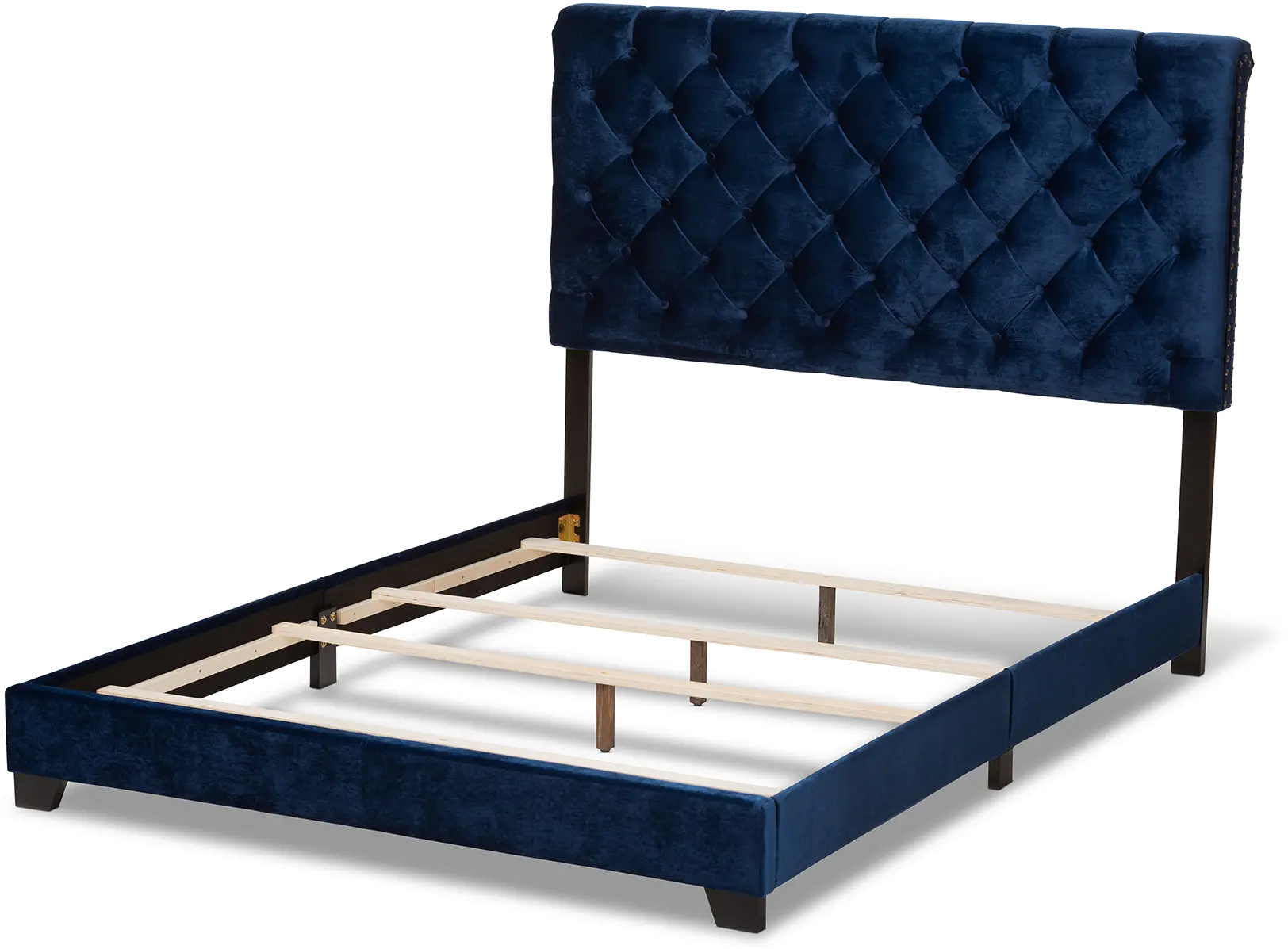 149-8947-RCW Glam Navy Blue Velvet Upholstered Full Bed - Katelin-1