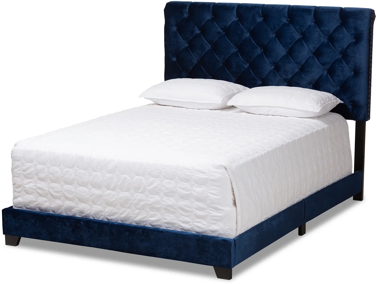 149-8947-RCW Glam Navy Blue Velvet Upholstered Full Bed - Katelin-6