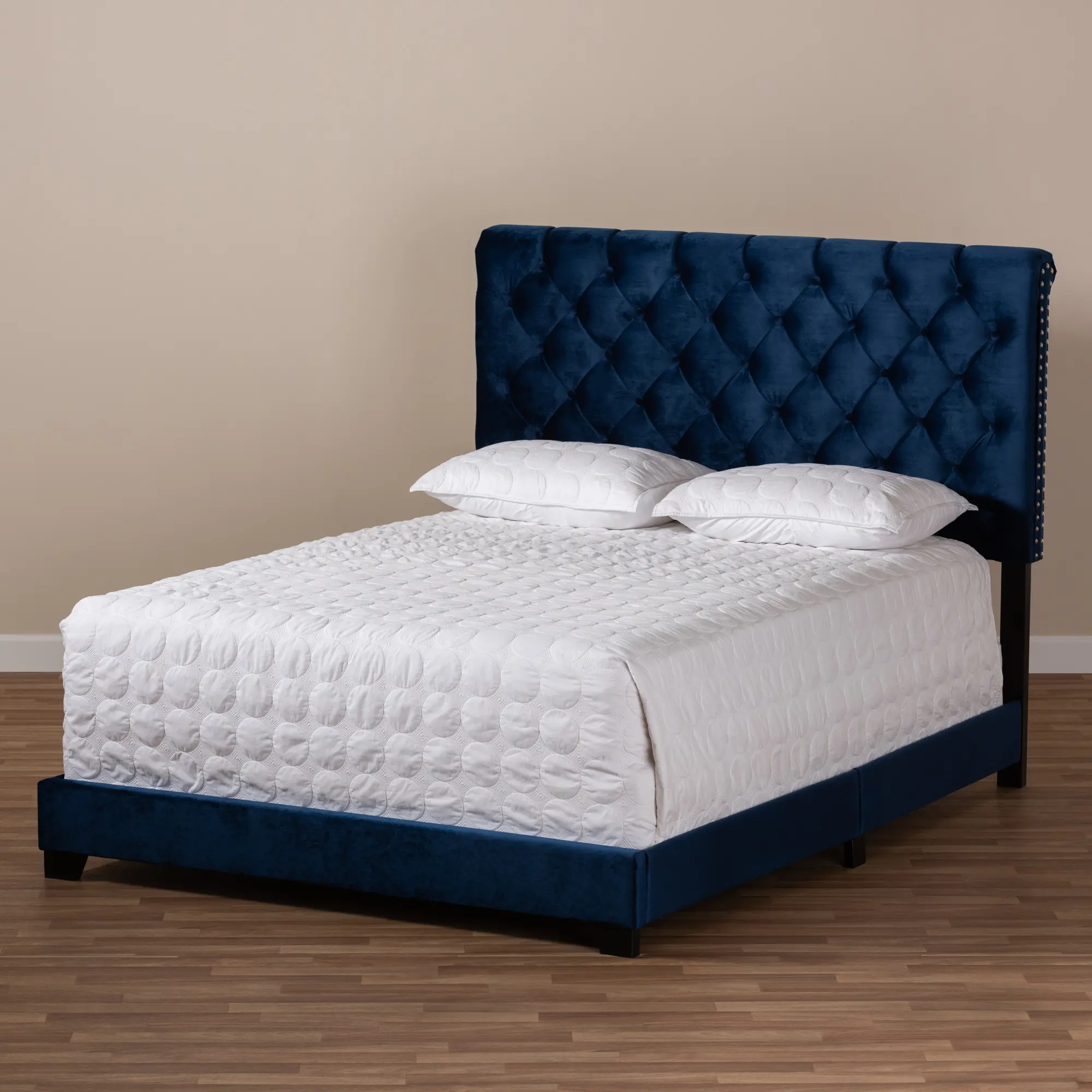 149-8947-RCW Glam Navy Blue Velvet Upholstered Full Bed - Katelin-7