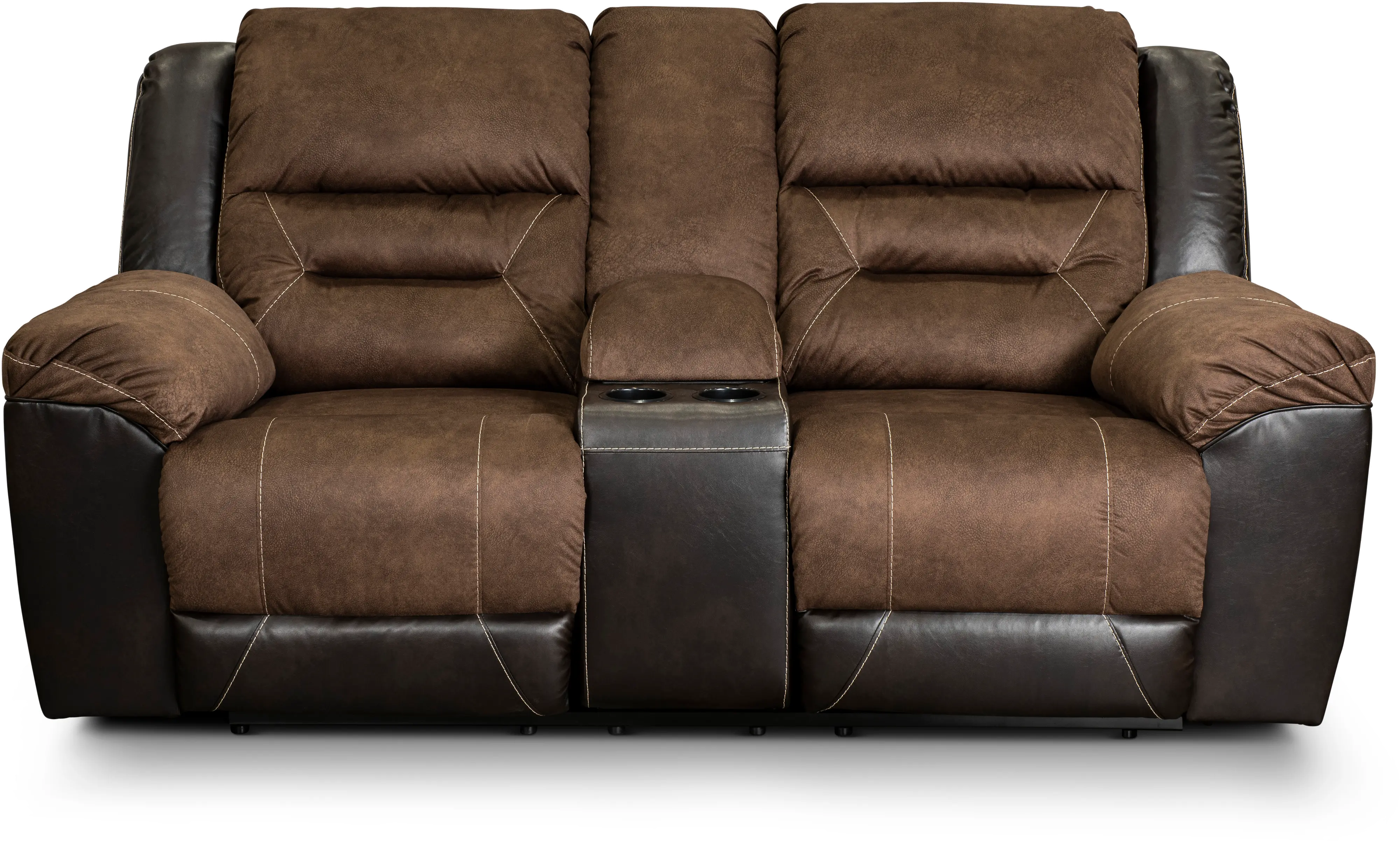 Earhart Mocha Brown Reclining Love Seat with Center Console-4