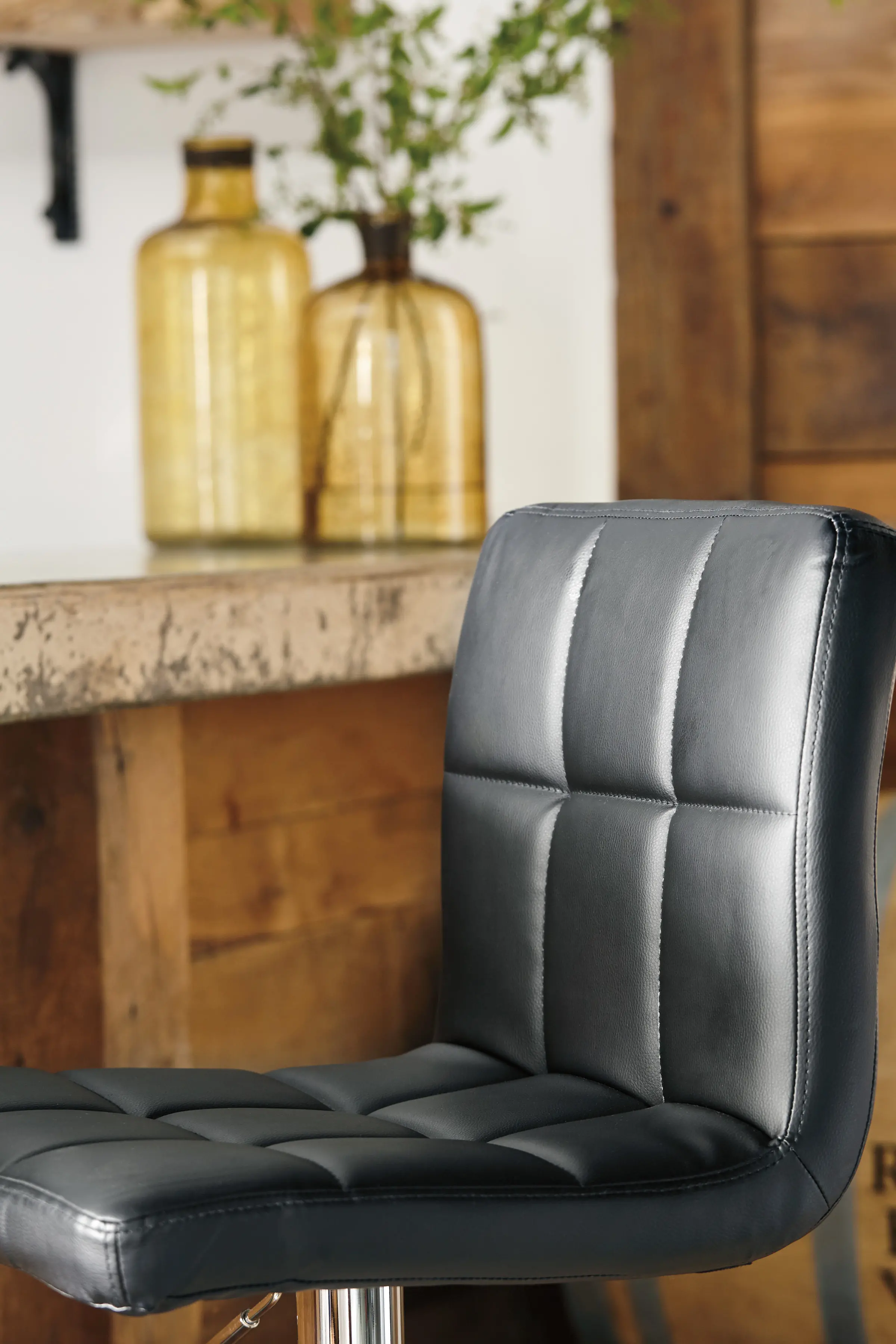 Dagmar Black Adjustable Height Swivel Bar Stool-2