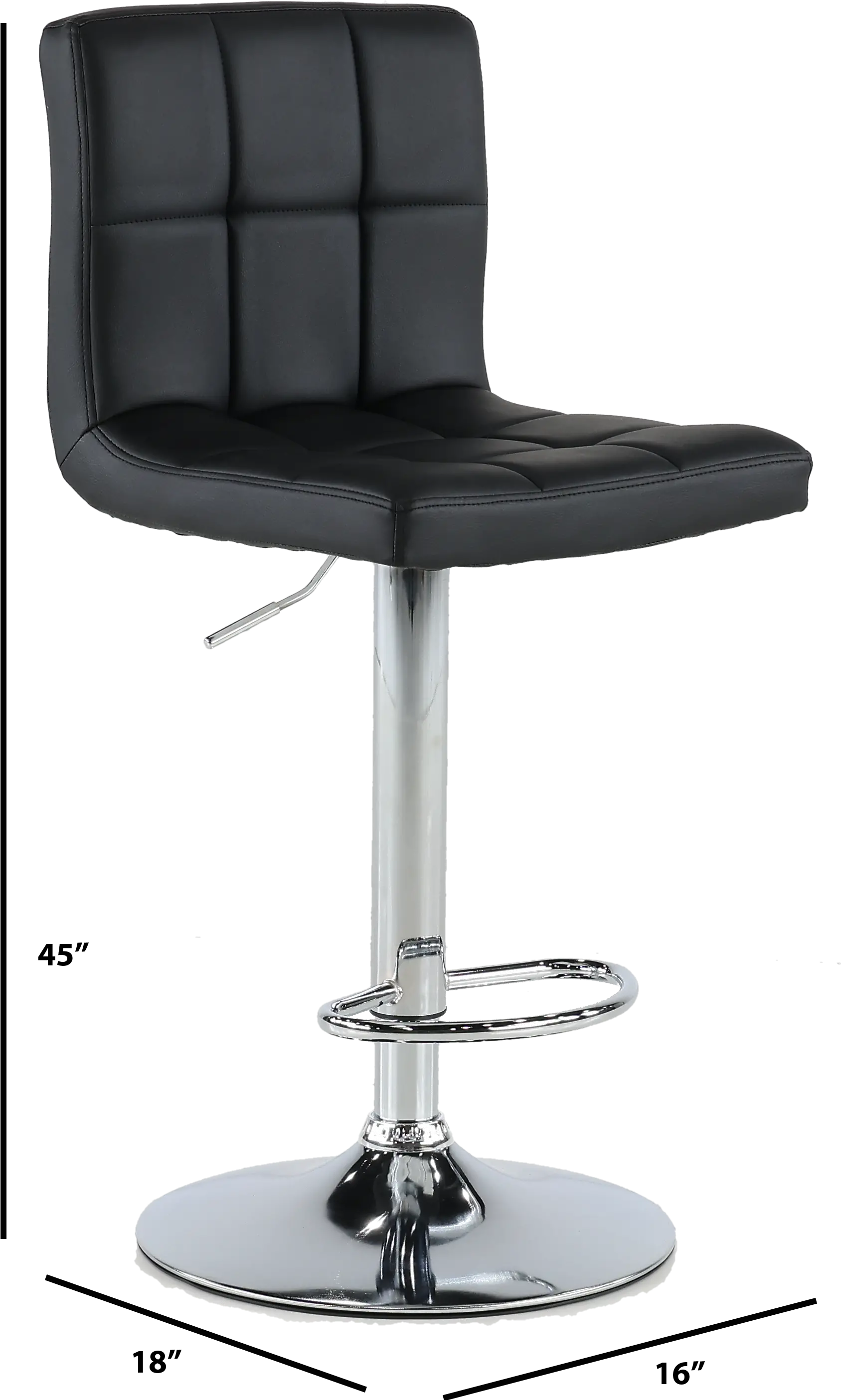 Dagmar Black Adjustable Height Swivel Bar Stool-3
