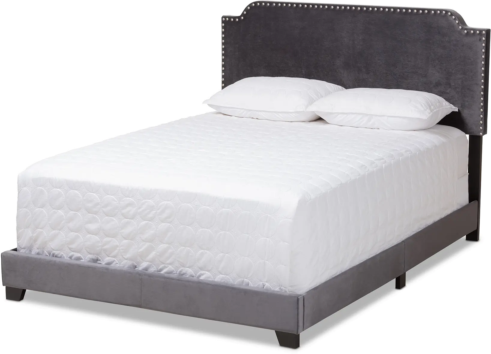 149-8956-RCW Glam Dark Gray Velvet Upholstered Full Bed - Eleanora-1