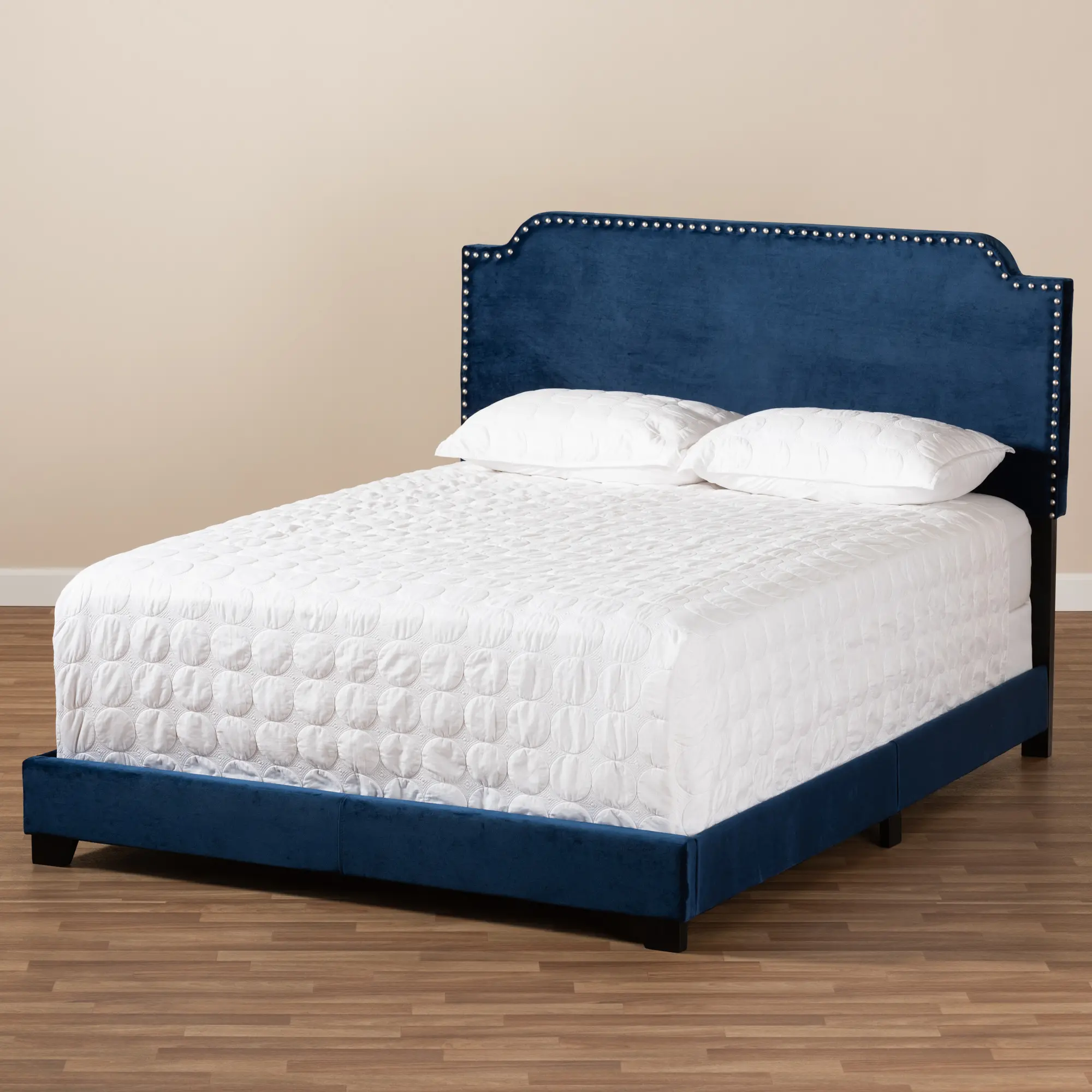149-8953-RCW Glam Navy Blue Velvet Upholstered Full Bed - Eleanora-3