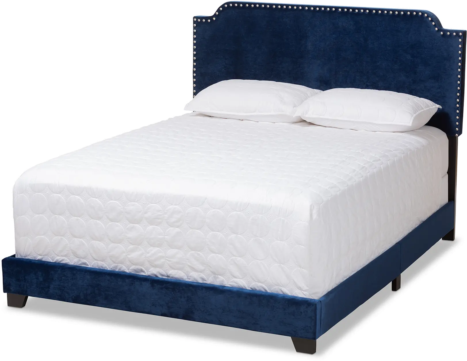 149-8953-RCW Glam Navy Blue Velvet Upholstered Full Bed - Eleanora-1