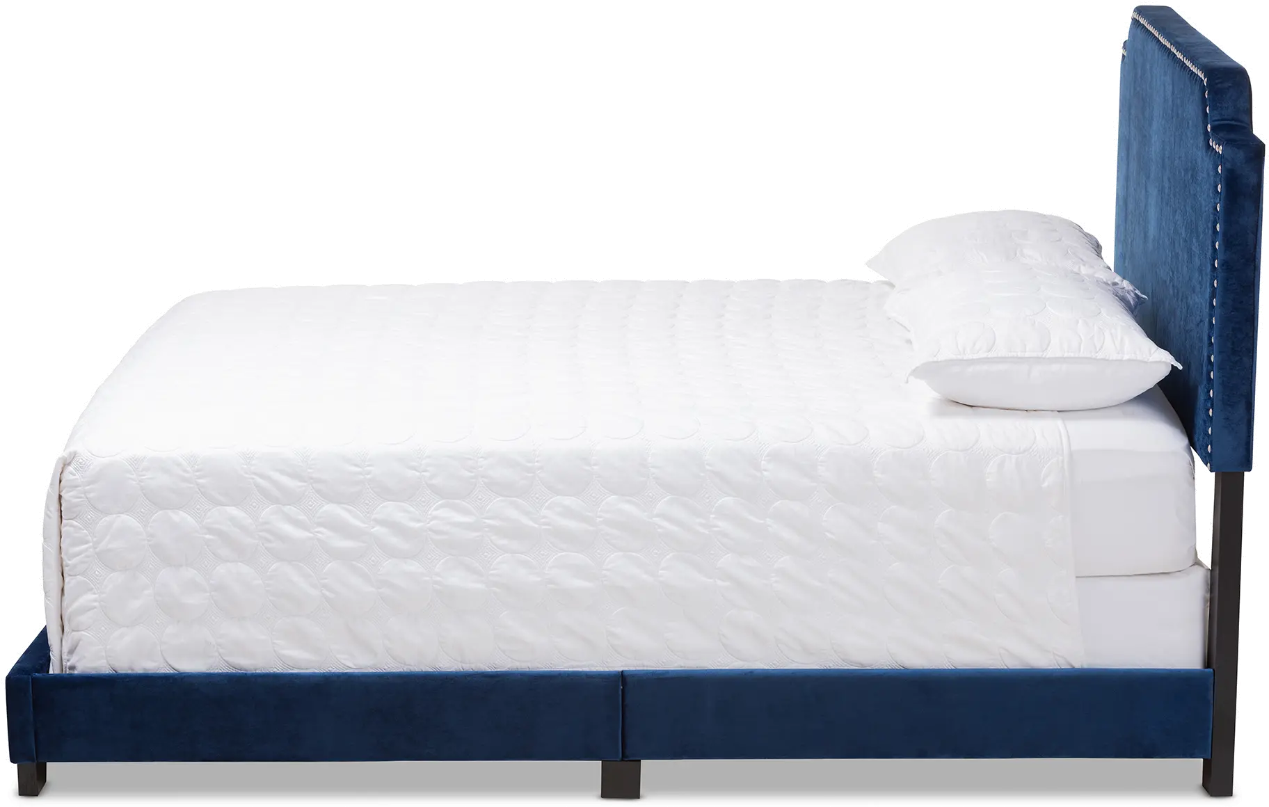 149-8953-RCW Glam Navy Blue Velvet Upholstered Full Bed - Eleanora-4