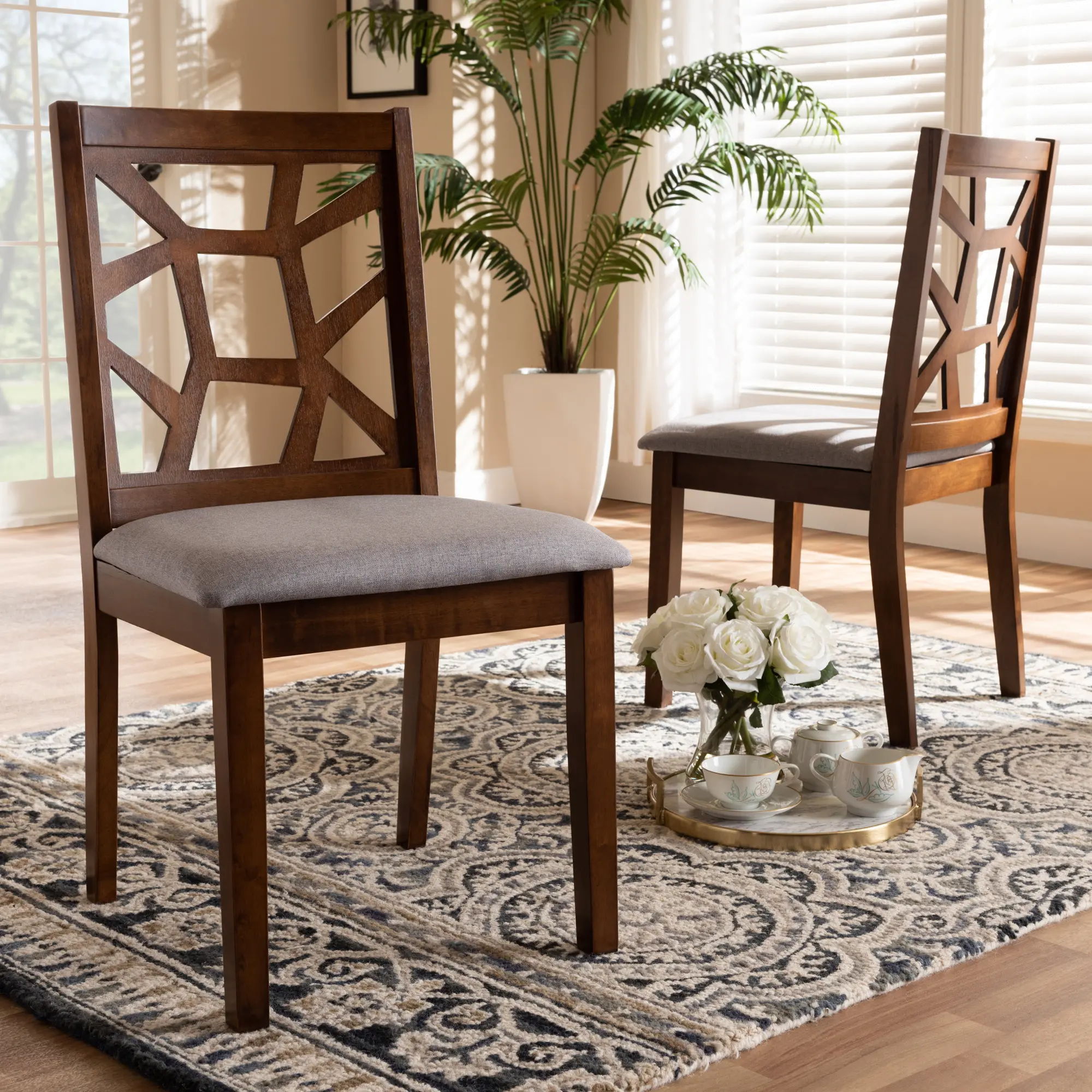 149-8963-RCW Abilene Brown Upholstered Dining Room Chair (Set of 2)-2