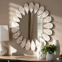150-8895-RCW Antique Silver Shell Petal Accent Wall Mirror - Amyas