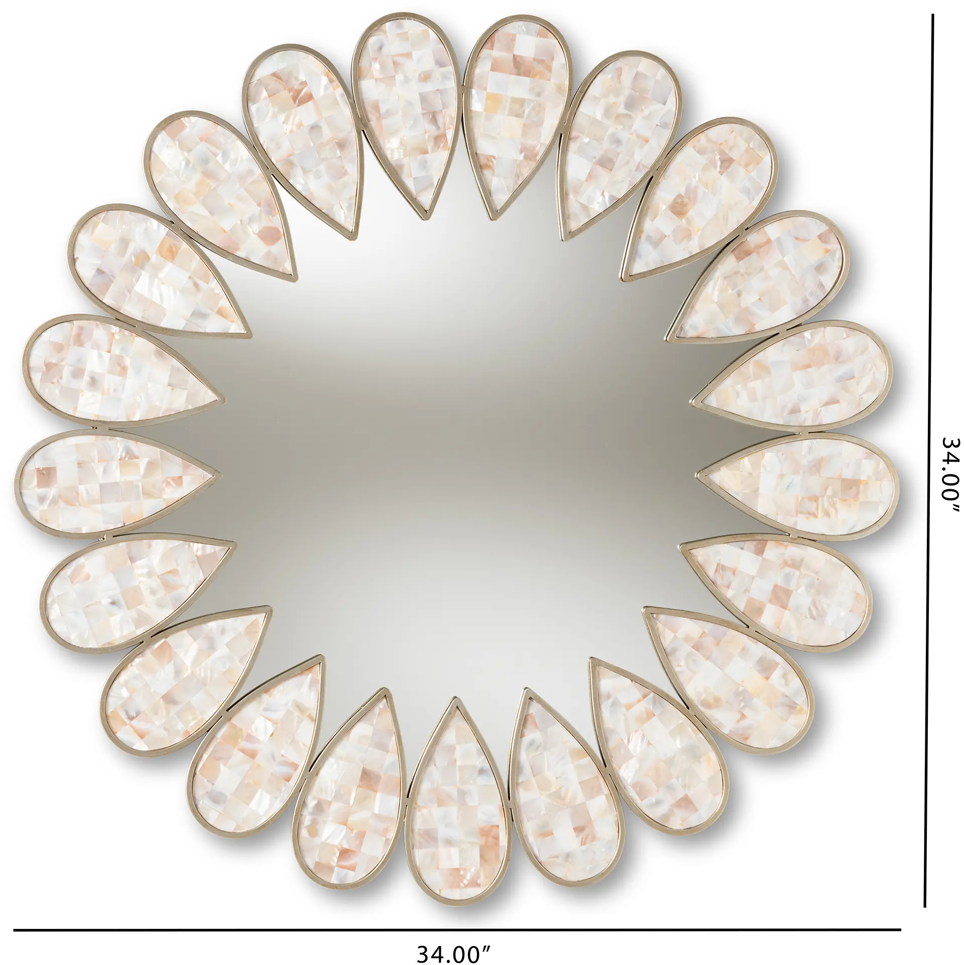 150-8895-RCW Antique Silver Shell Petal Accent Wall Mirror - Amyas-3